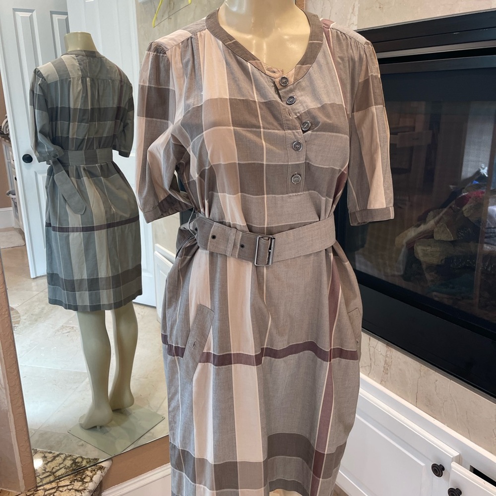 Burberry Brit Plaid Belted Shirt Dress